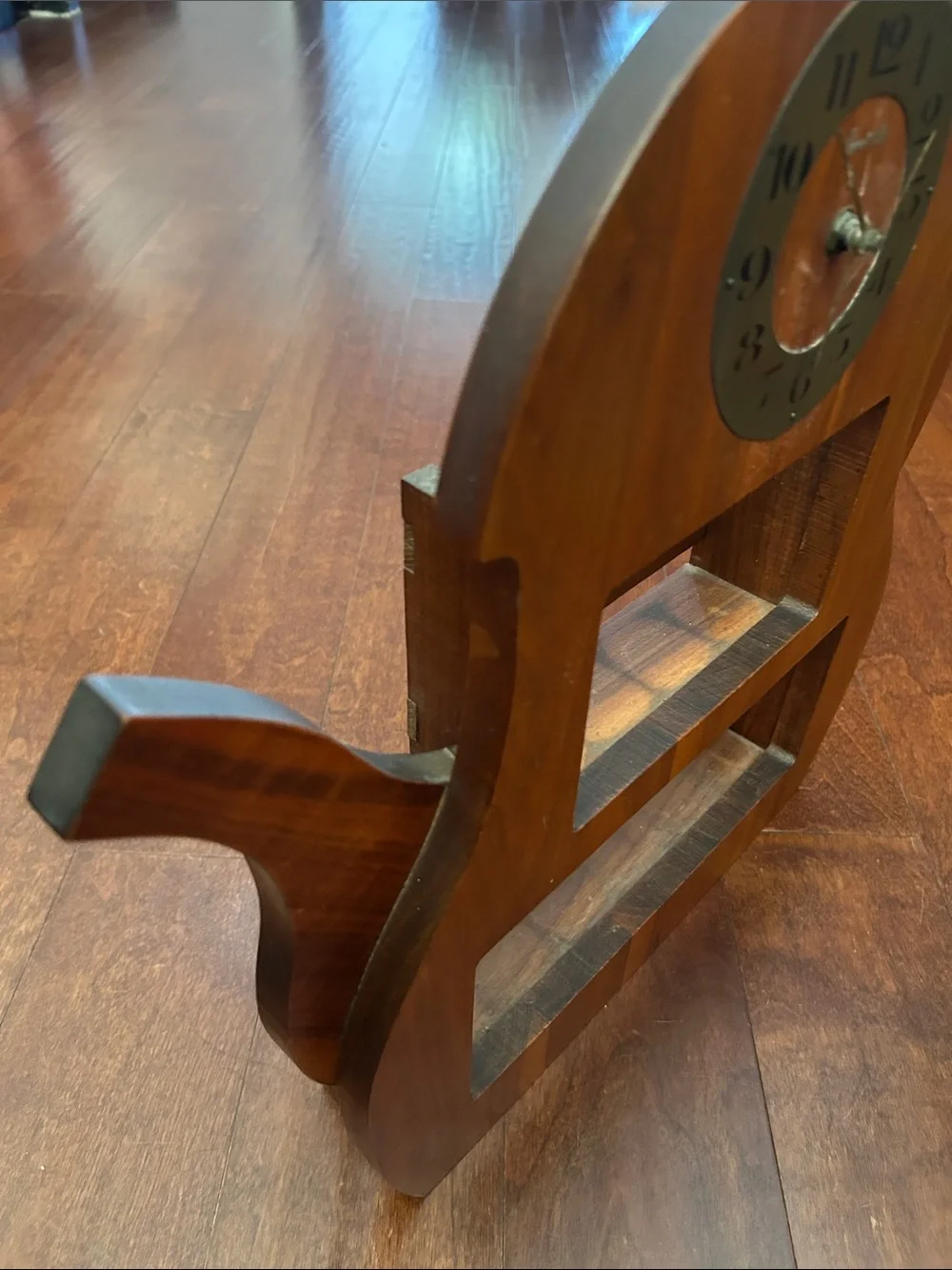 Vintage Forestville Wood Teapot Wall Clock and Spice Rack Shelf